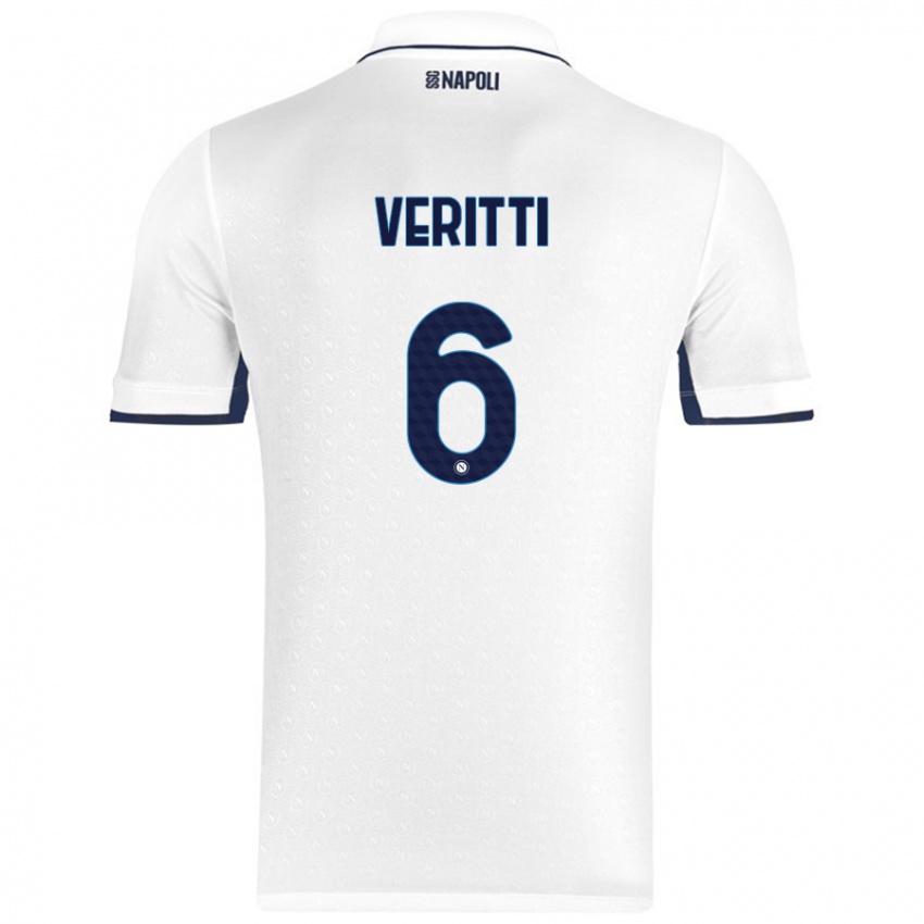 Enfant Maillot Federica Veritti #6 Blanc Bleu Royal Tenues Extérieur 2024/25 T-Shirt Suisse