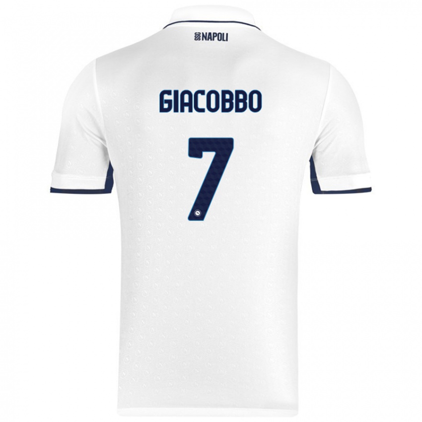 Enfant Maillot Giulia Giacobbo #7 Blanc Bleu Royal Tenues Extérieur 2024/25 T-Shirt Suisse