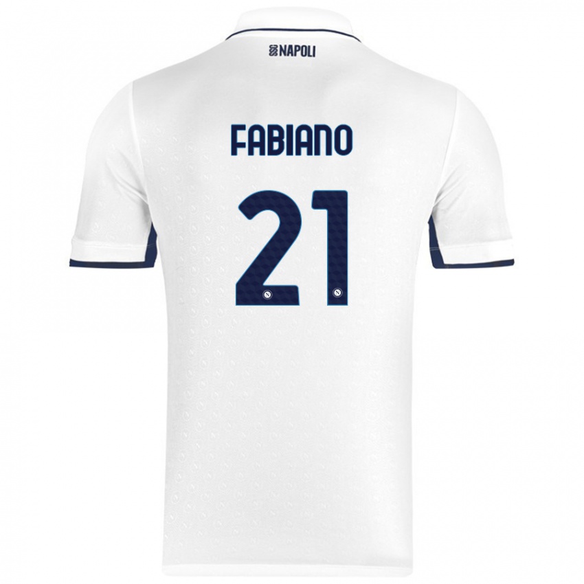 Enfant Maillot Francesca Fabiano #21 Blanc Bleu Royal Tenues Extérieur 2024/25 T-Shirt Suisse