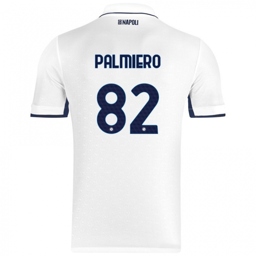 Enfant Maillot Luca Palmiero #82 Blanc Bleu Royal Tenues Extérieur 2024/25 T-Shirt Suisse