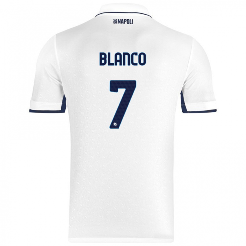 Enfant Maillot Gimena Blanco #7 Blanc Bleu Royal Tenues Extérieur 2024/25 T-Shirt Suisse