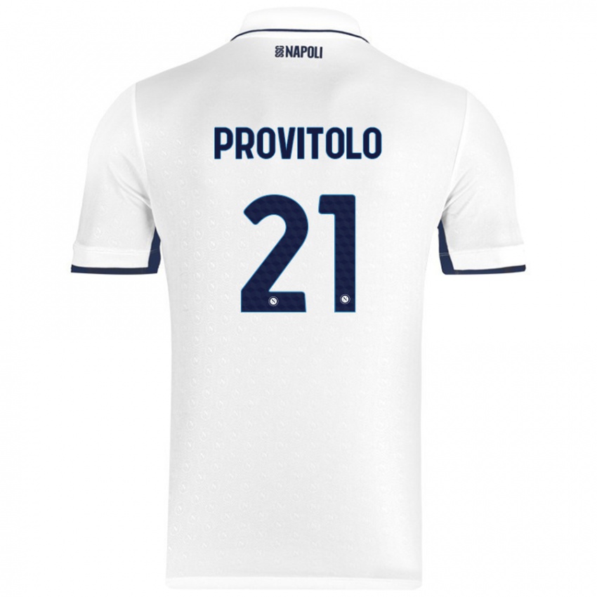 Enfant Maillot Vincenzo Provitolo #21 Blanc Bleu Royal Tenues Extérieur 2024/25 T-Shirt Suisse