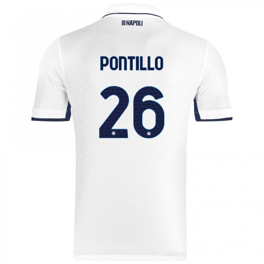 Enfant Maillot Pasquale Pontillo #26 Blanc Bleu Royal Tenues Extérieur 2024/25 T-Shirt Suisse