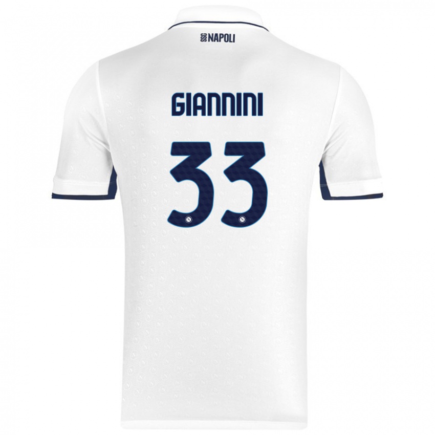 Enfant Maillot Enrico Giannini #33 Blanc Bleu Royal Tenues Extérieur 2024/25 T-Shirt Suisse