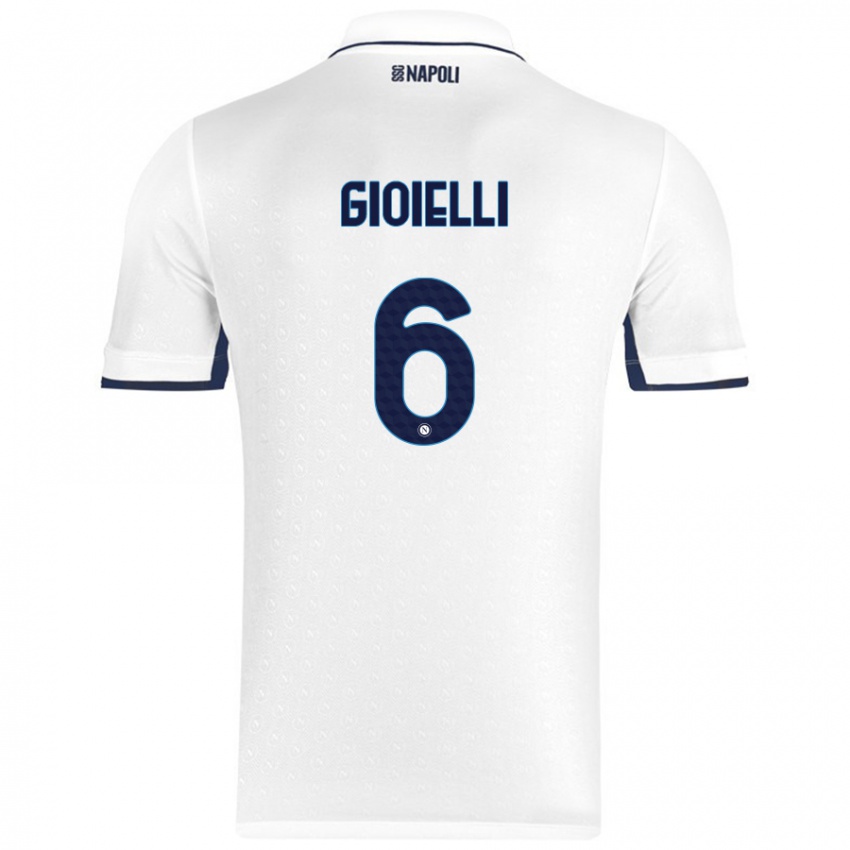 Enfant Maillot Francesco Pio Gioielli #6 Blanc Bleu Royal Tenues Extérieur 2024/25 T-Shirt Suisse