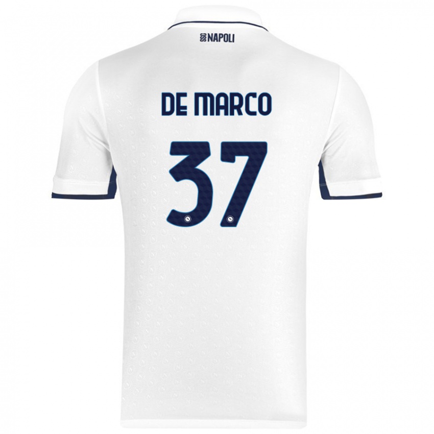 Enfant Maillot Francesco De Marco #37 Blanc Bleu Royal Tenues Extérieur 2024/25 T-Shirt Suisse