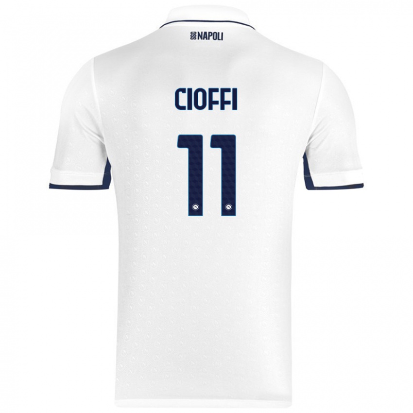 Enfant Maillot Antonio Cioffi #11 Blanc Bleu Royal Tenues Extérieur 2024/25 T-Shirt Suisse