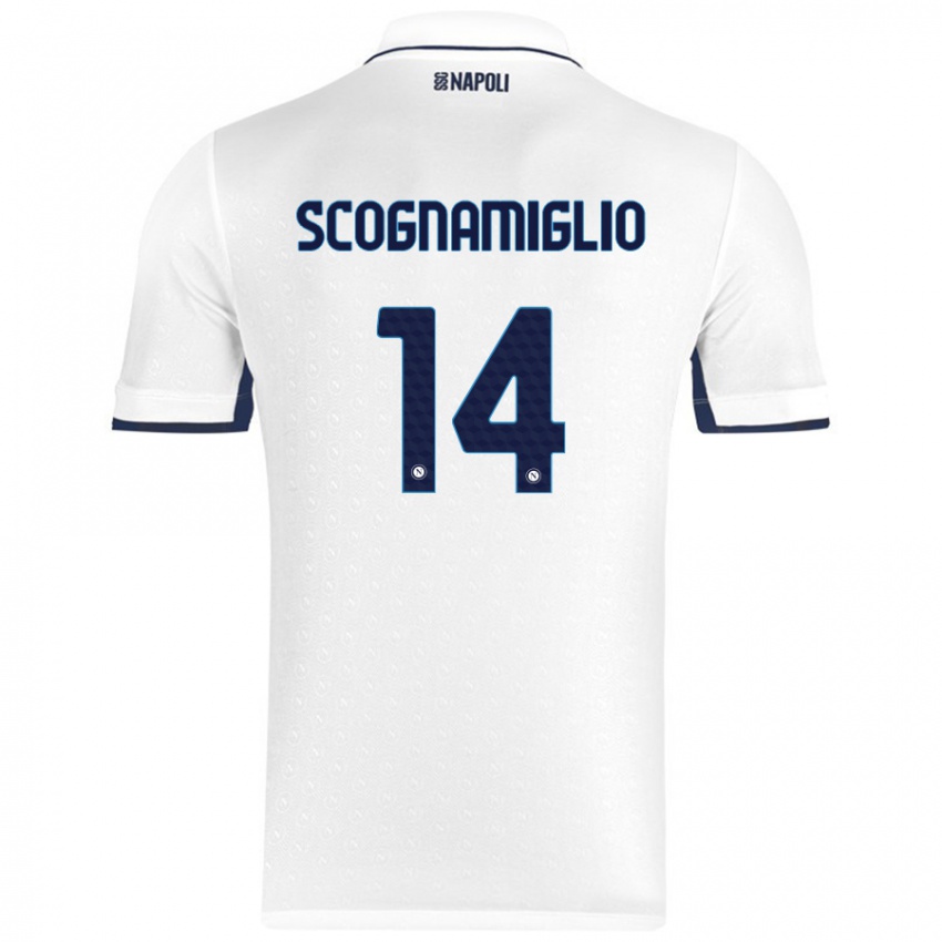 Enfant Maillot Fabio Scognamiglio #14 Blanc Bleu Royal Tenues Extérieur 2024/25 T-Shirt Suisse