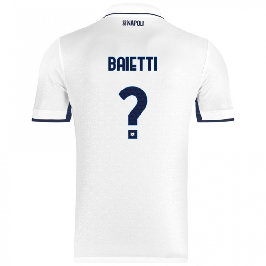 Enfant Maillot Francesco Baietti #0 Blanc Bleu Royal Tenues Extérieur 2024/25 T-Shirt Suisse