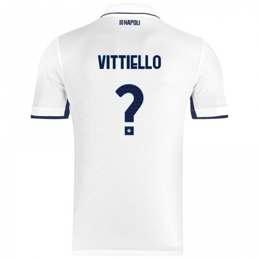 Enfant Maillot Antonio Vittiello #0 Blanc Bleu Royal Tenues Extérieur 2024/25 T-Shirt Suisse