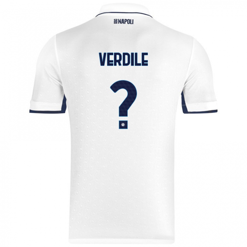 Enfant Maillot Domenico Verdile #0 Blanc Bleu Royal Tenues Extérieur 2024/25 T-Shirt Suisse