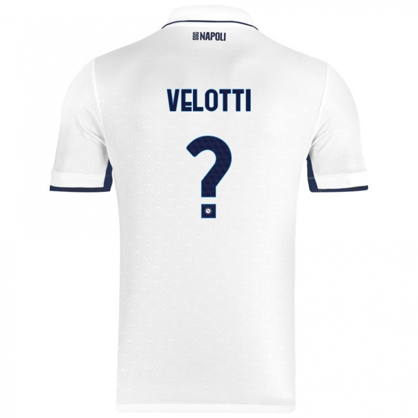 Enfant Maillot Christian Velotti #0 Blanc Bleu Royal Tenues Extérieur 2024/25 T-Shirt Suisse