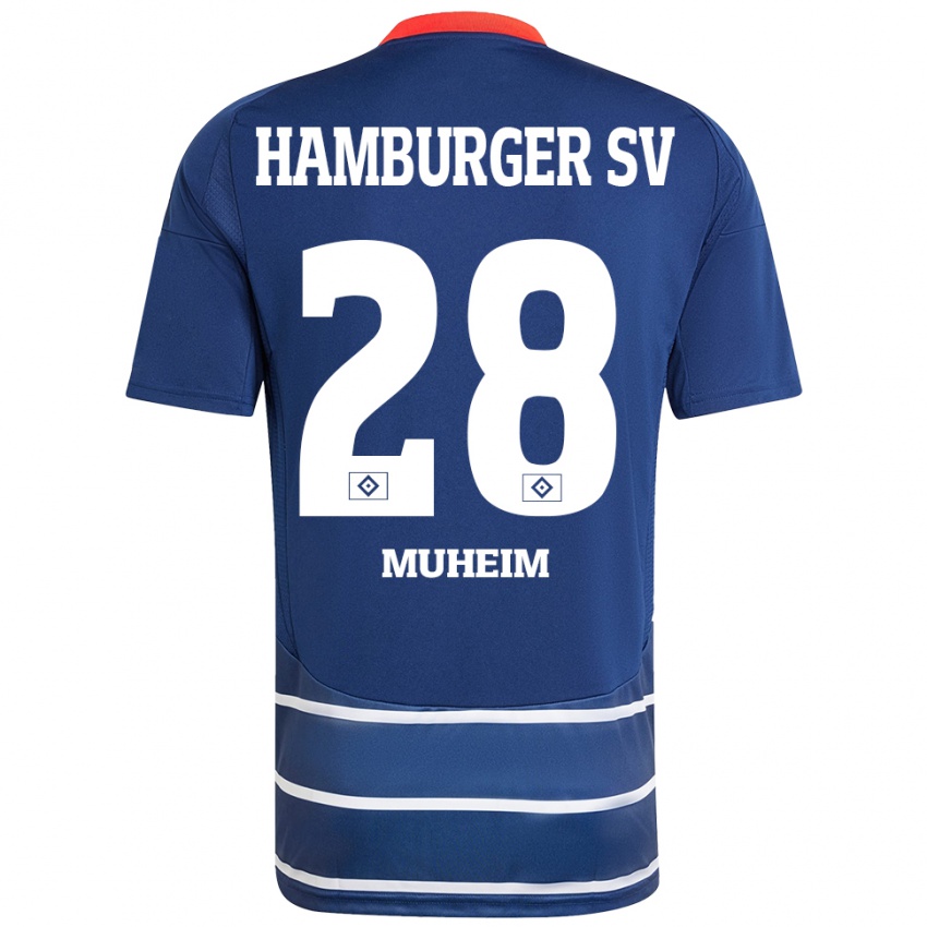 Kinder Miro Muheim #28 Dunkelblau Auswärtstrikot Trikot 2024/25 T-Shirt Schweiz