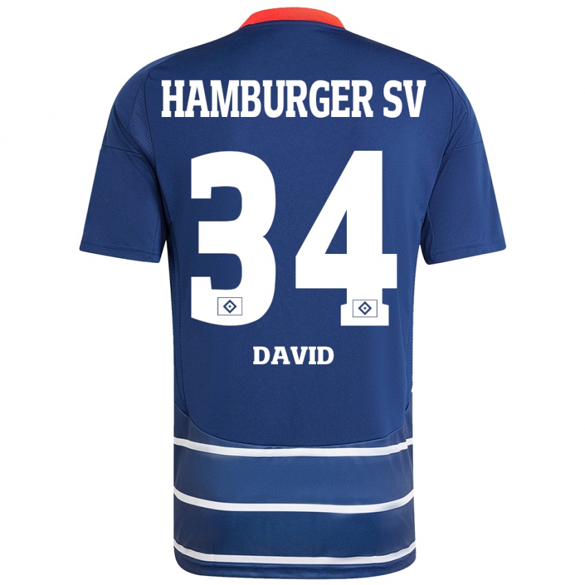 Kinder Jonas David #34 Dunkelblau Auswärtstrikot Trikot 2024/25 T-Shirt Schweiz