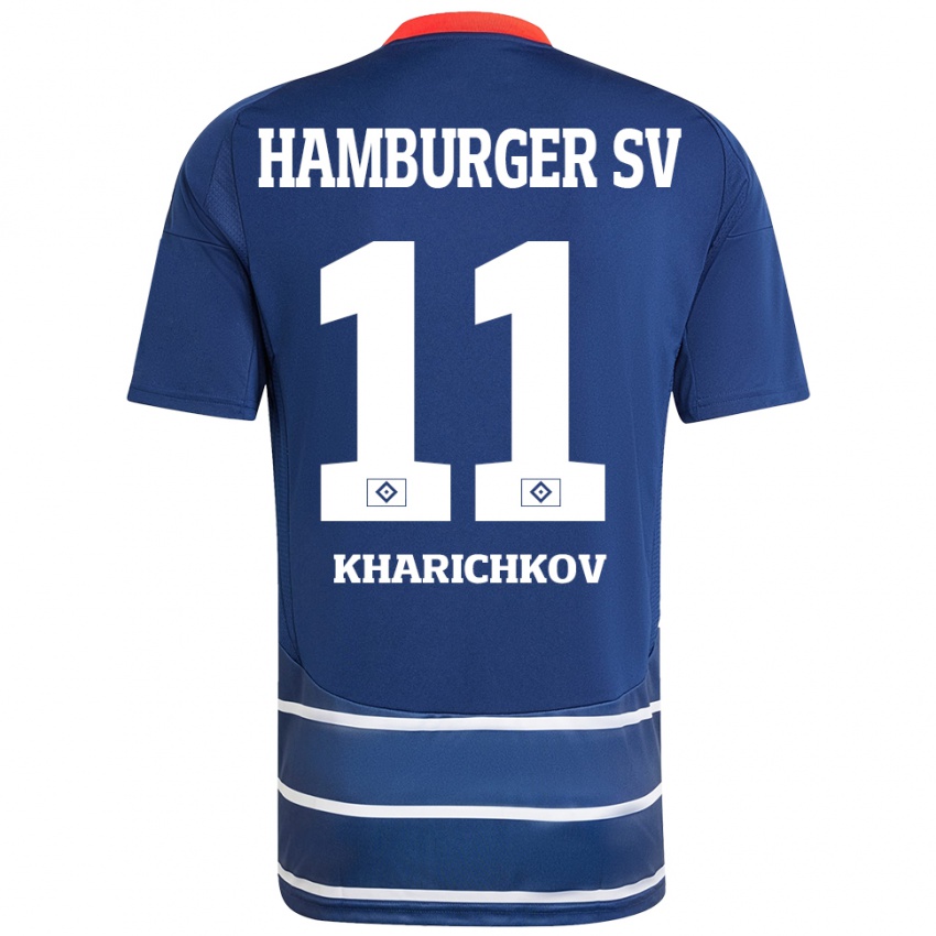 Kinder Valentyn Kharichkov #11 Dunkelblau Auswärtstrikot Trikot 2024/25 T-Shirt Schweiz