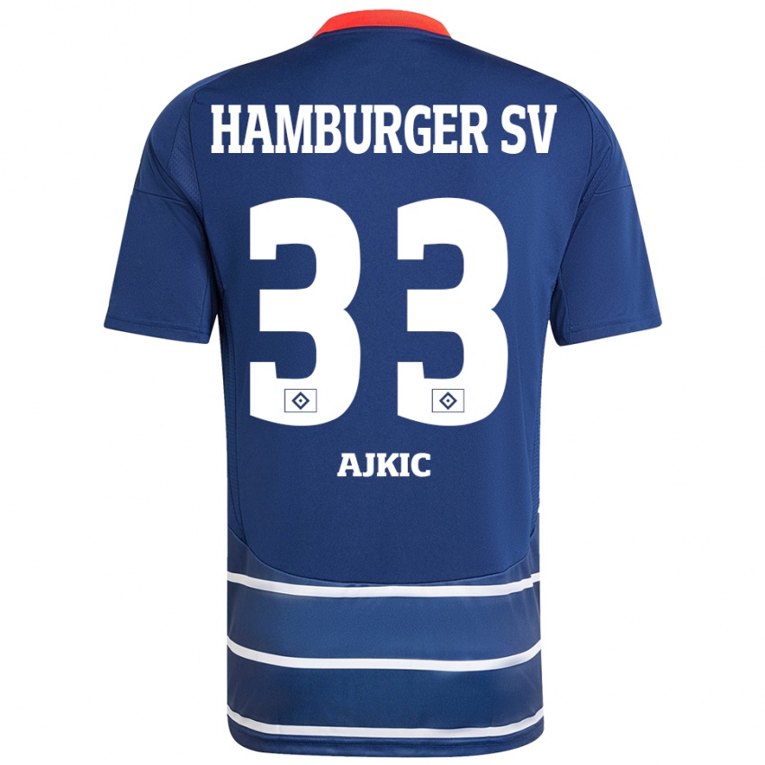 Kinder Selim Ajkic #33 Dunkelblau Auswärtstrikot Trikot 2024/25 T-Shirt Schweiz