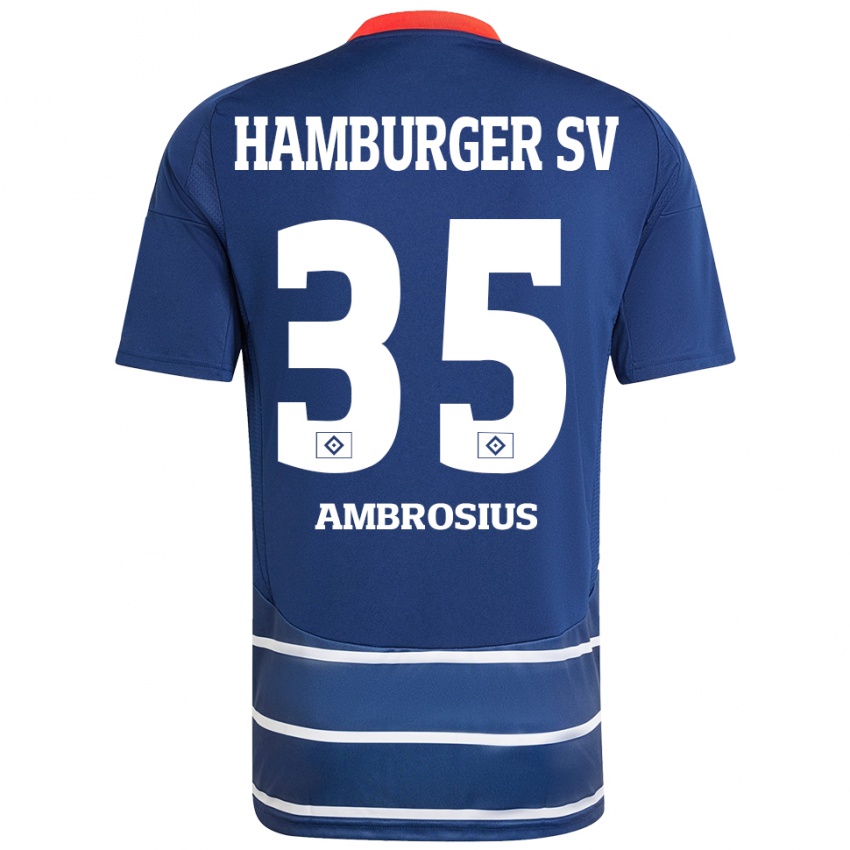 Kinder Stephan Ambrosius #35 Dunkelblau Auswärtstrikot Trikot 2024/25 T-Shirt Schweiz