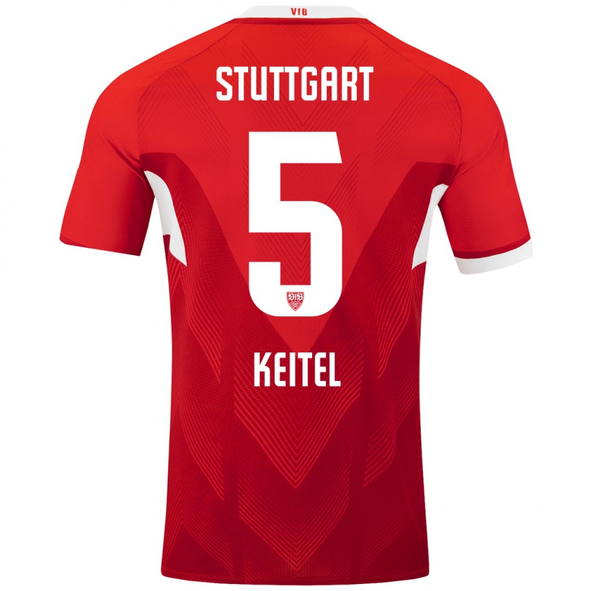 Kinder Yannik Keitel #5 Rot Weiß Auswärtstrikot Trikot 2024/25 T-Shirt Schweiz