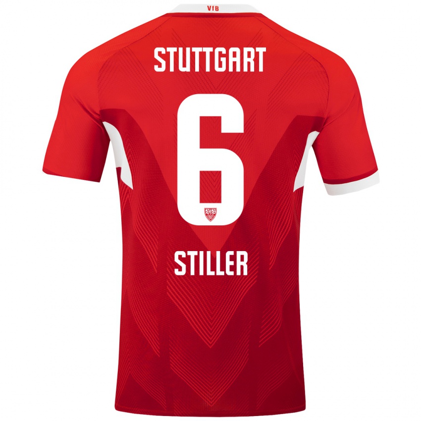 Kinder Angelo Stiller #6 Rot Weiß Auswärtstrikot Trikot 2024/25 T-Shirt Schweiz