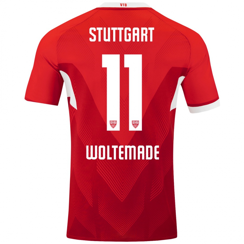 Kinder Nick Woltemade #11 Rot Weiß Auswärtstrikot Trikot 2024/25 T-Shirt Schweiz