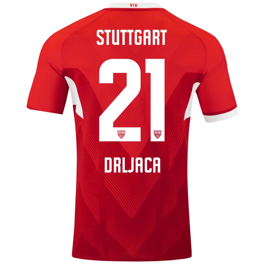 Kinder Stefan Drljaca #21 Rot Weiß Auswärtstrikot Trikot 2024/25 T-Shirt Schweiz