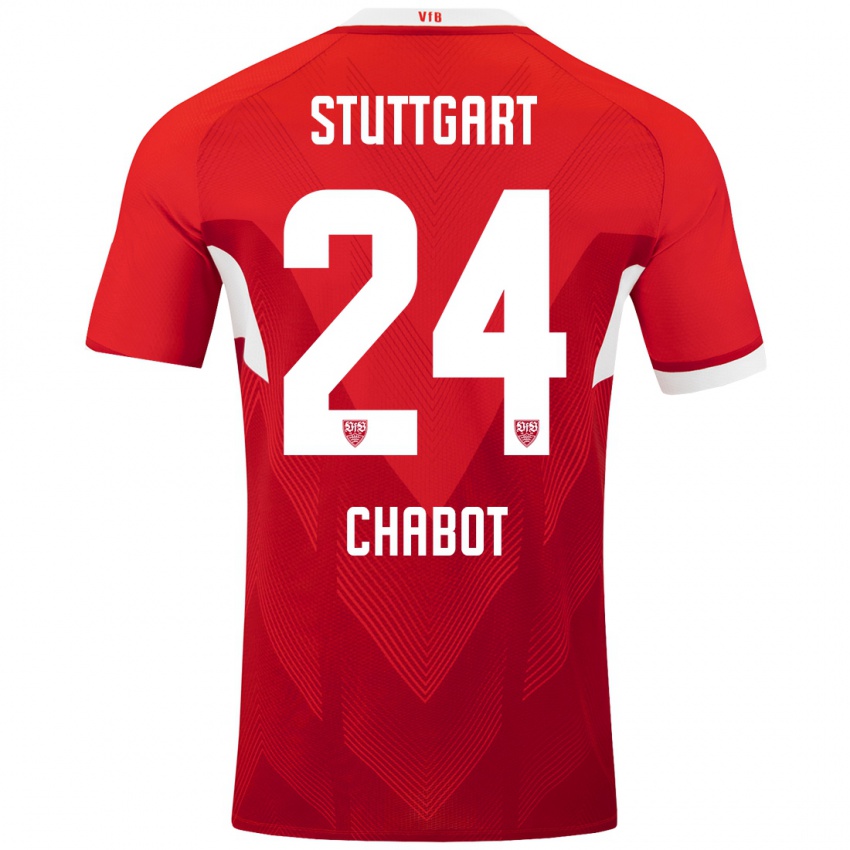 Kinder Jeff Chabot #24 Rot Weiß Auswärtstrikot Trikot 2024/25 T-Shirt Schweiz