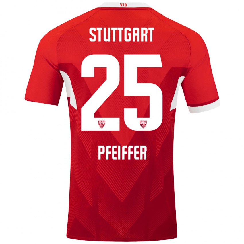 Kinder Luca Pfeiffer #25 Rot Weiß Auswärtstrikot Trikot 2024/25 T-Shirt Schweiz