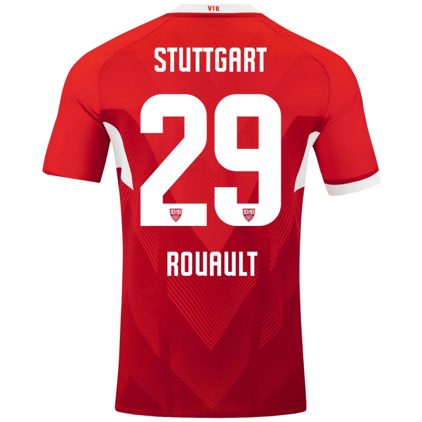 Kinder Anthony Rouault #29 Rot Weiß Auswärtstrikot Trikot 2024/25 T-Shirt Schweiz