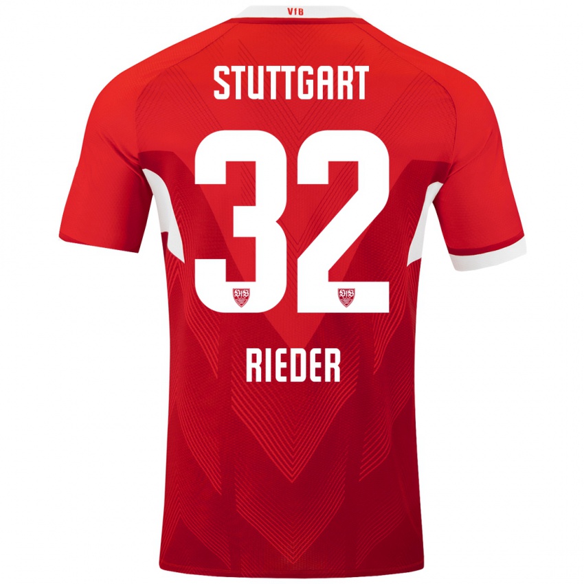 Kinder Fabian Rieder #32 Rot Weiß Auswärtstrikot Trikot 2024/25 T-Shirt Schweiz