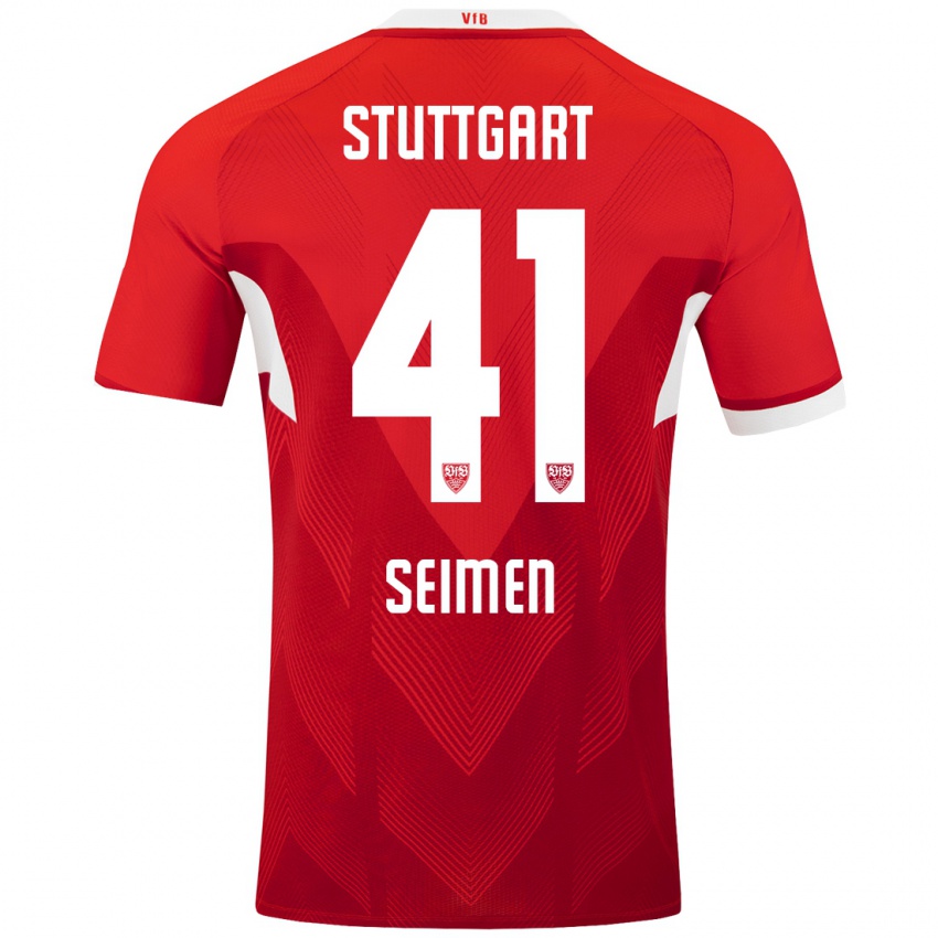 Kinder Dennis Seimen #41 Rot Weiß Auswärtstrikot Trikot 2024/25 T-Shirt Schweiz