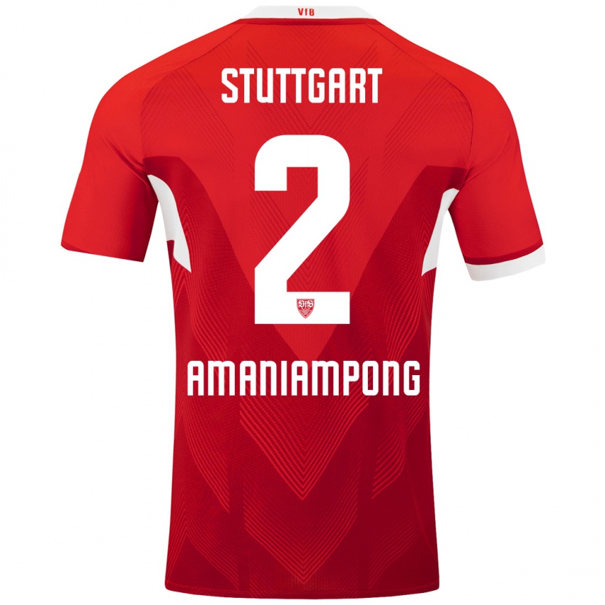 Kinder Kaden Amaniampong #2 Rot Weiß Auswärtstrikot Trikot 2024/25 T-Shirt Schweiz