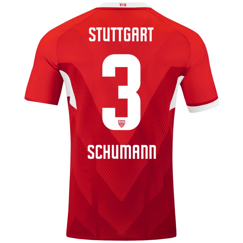 Kinder Frederik Schumann #3 Rot Weiß Auswärtstrikot Trikot 2024/25 T-Shirt Schweiz