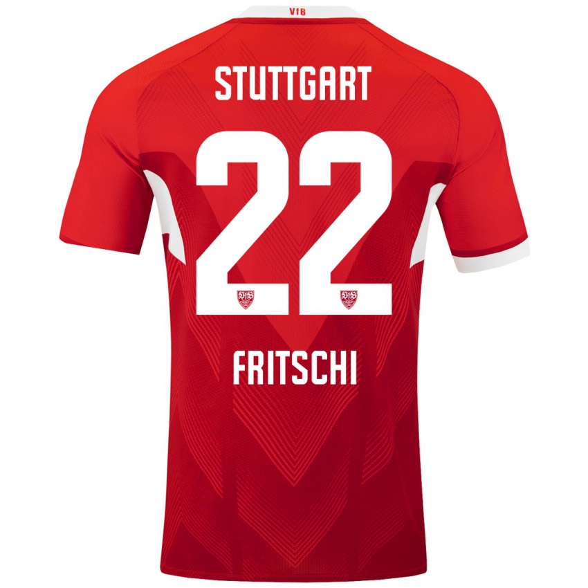 Kinder Paulo Fritschi #22 Rot Weiß Auswärtstrikot Trikot 2024/25 T-Shirt Schweiz