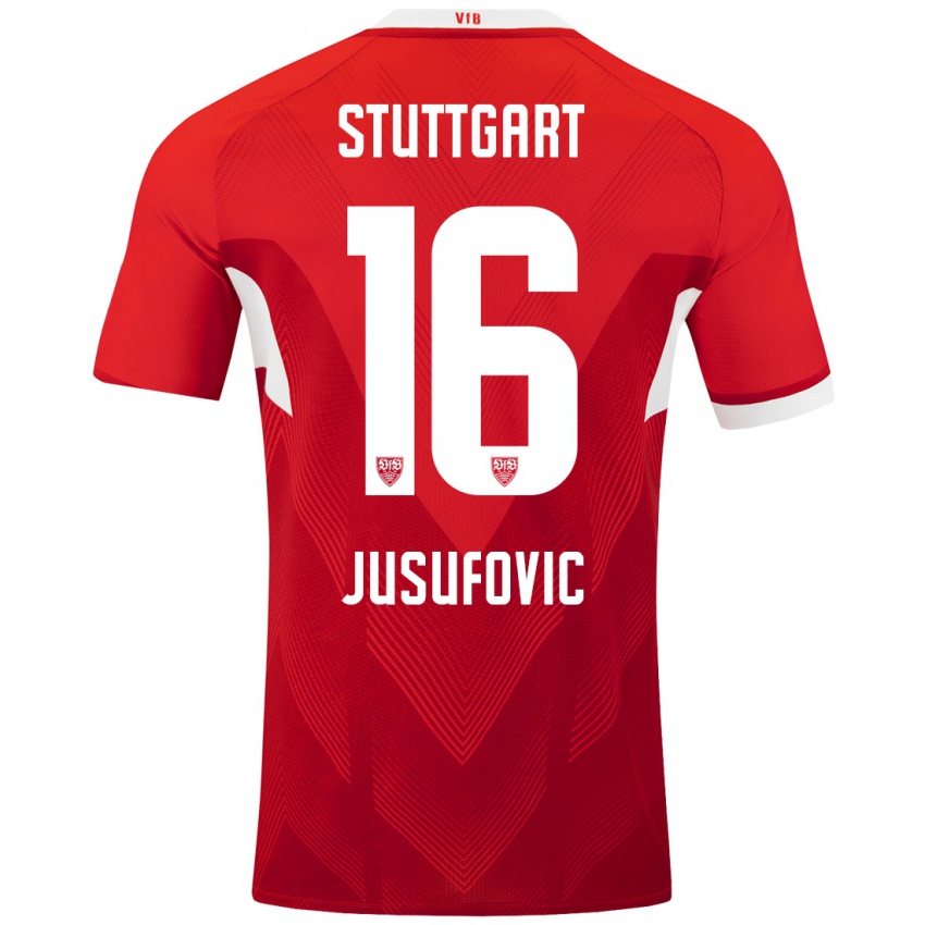 Kinder Farah Jusufović #16 Rot Weiß Auswärtstrikot Trikot 2024/25 T-Shirt Schweiz