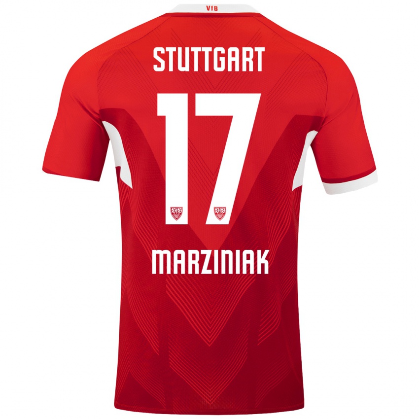 Kinder Chiara Marziniak #17 Rot Weiß Auswärtstrikot Trikot 2024/25 T-Shirt Schweiz