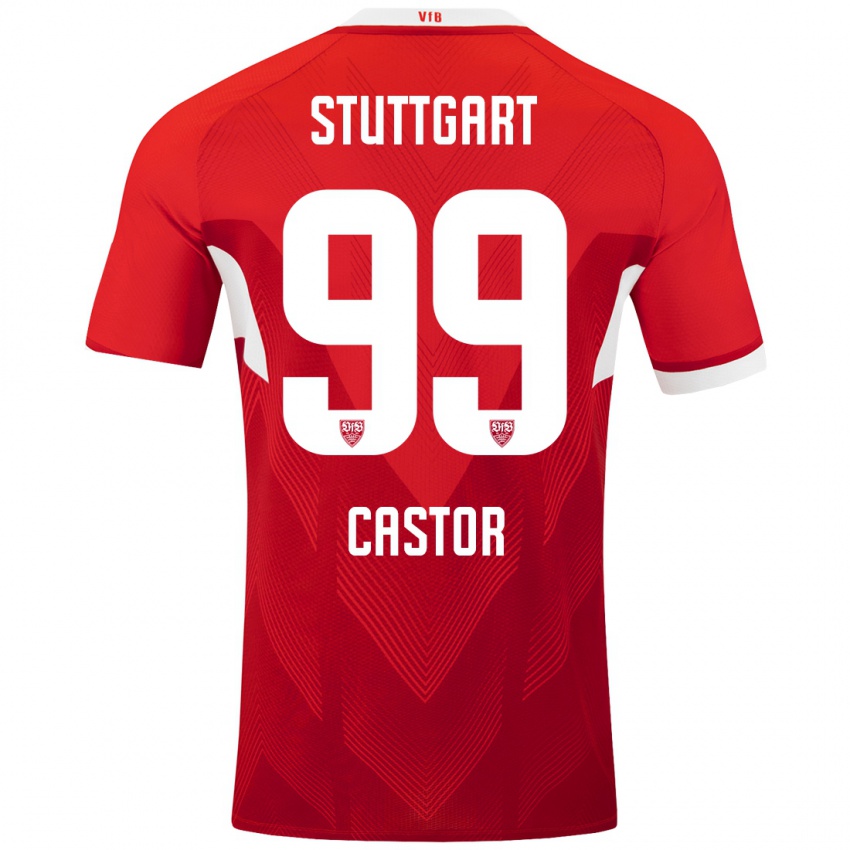 Kinder Gillian Castor #99 Rot Weiß Auswärtstrikot Trikot 2024/25 T-Shirt Schweiz