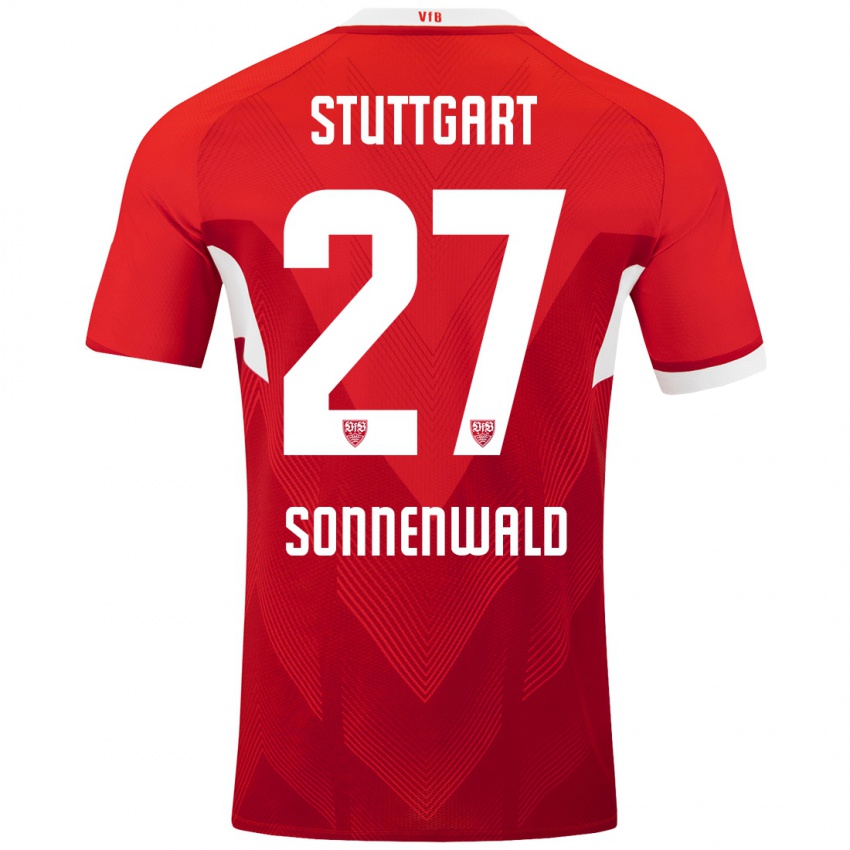 Kinder Lukas Sonnenwald #27 Rot Weiß Auswärtstrikot Trikot 2024/25 T-Shirt Schweiz