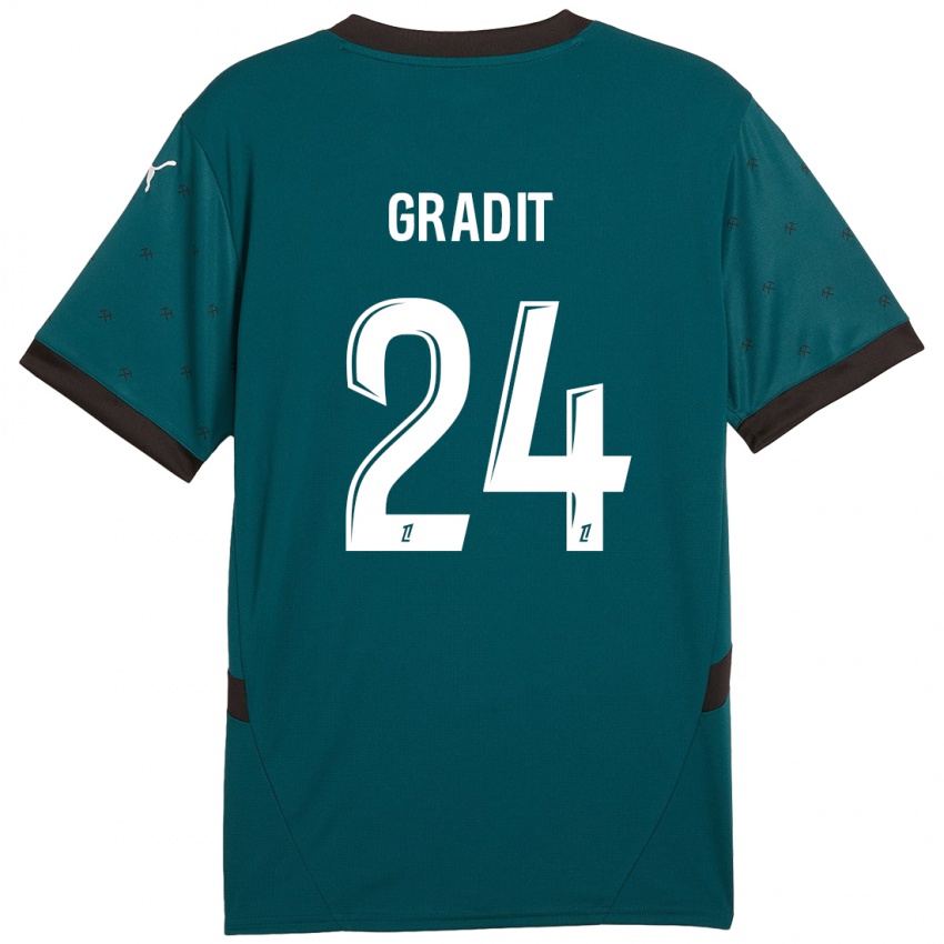 Kinder Jonathan Gradit #24 Dunkelgrün Auswärtstrikot Trikot 2024/25 T-Shirt Schweiz