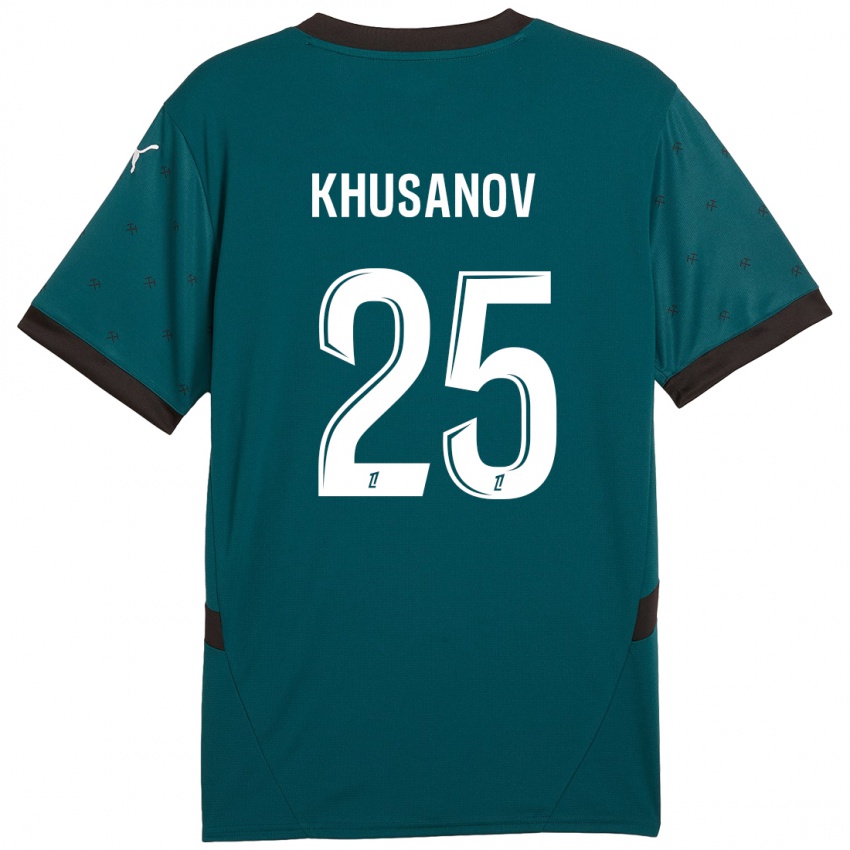 Kinder Abdukodir Khusanov #25 Dunkelgrün Auswärtstrikot Trikot 2024/25 T-Shirt Schweiz