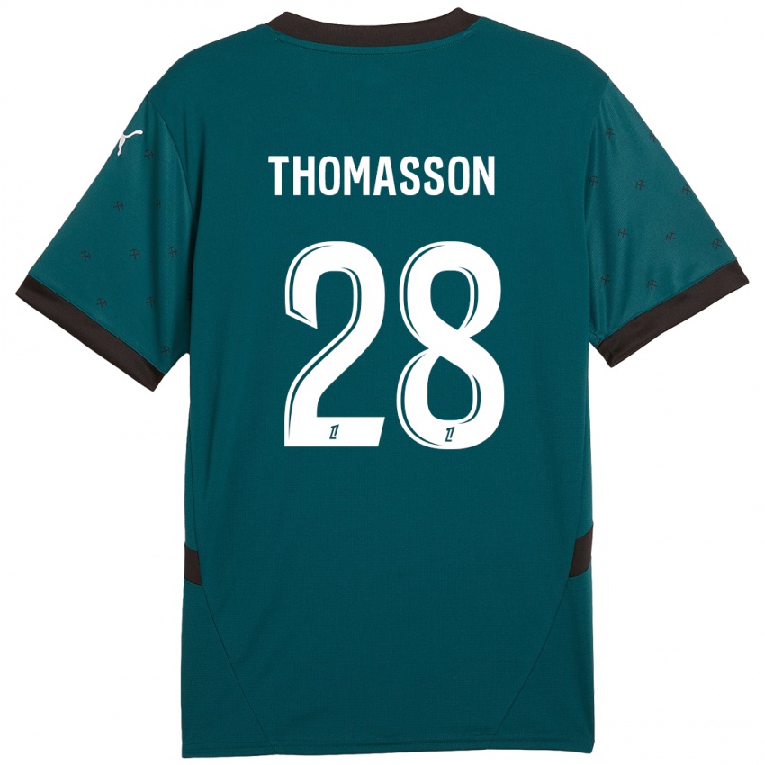 Kinder Adrien Thomasson #28 Dunkelgrün Auswärtstrikot Trikot 2024/25 T-Shirt Schweiz