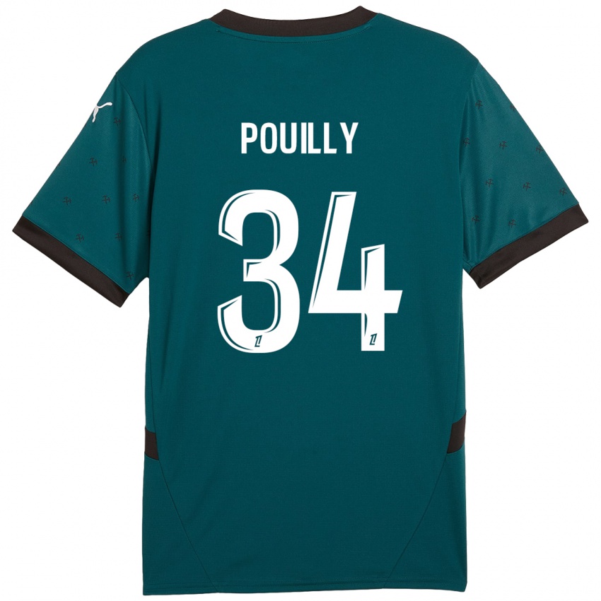 Kinder Tom Pouilly #34 Dunkelgrün Auswärtstrikot Trikot 2024/25 T-Shirt Schweiz