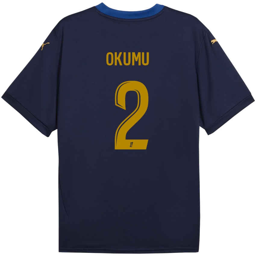 Enfant Maillot Joseph Okumu #2 Bleu Marine Doré Tenues Extérieur 2024/25 T-Shirt Suisse