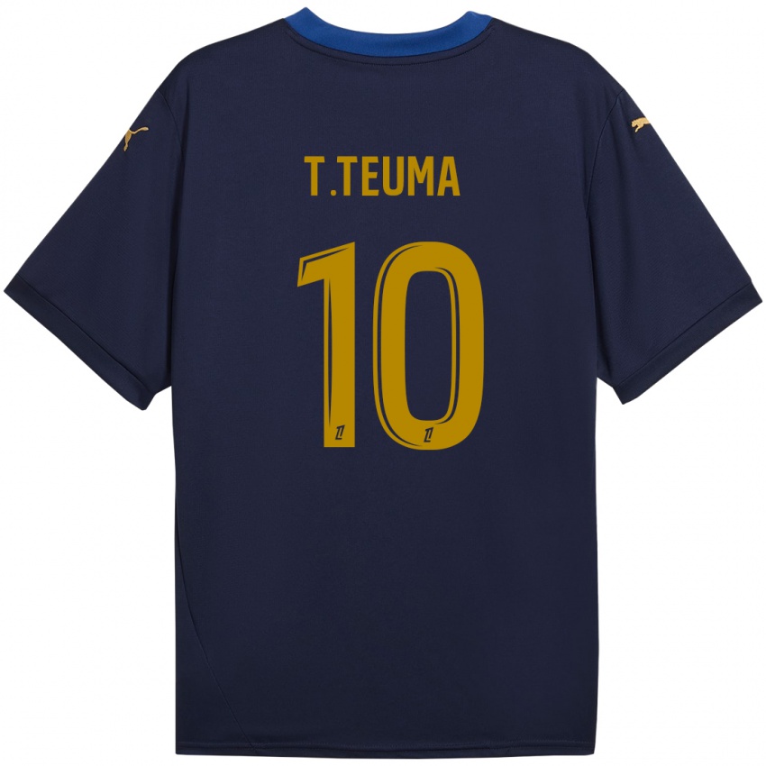 Enfant Maillot Teddy Teuma #10 Bleu Marine Doré Tenues Extérieur 2024/25 T-Shirt Suisse