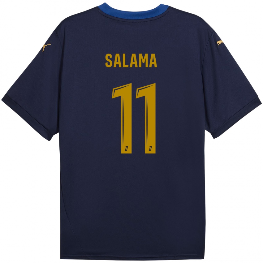 Enfant Maillot Amine Salama #11 Bleu Marine Doré Tenues Extérieur 2024/25 T-Shirt Suisse