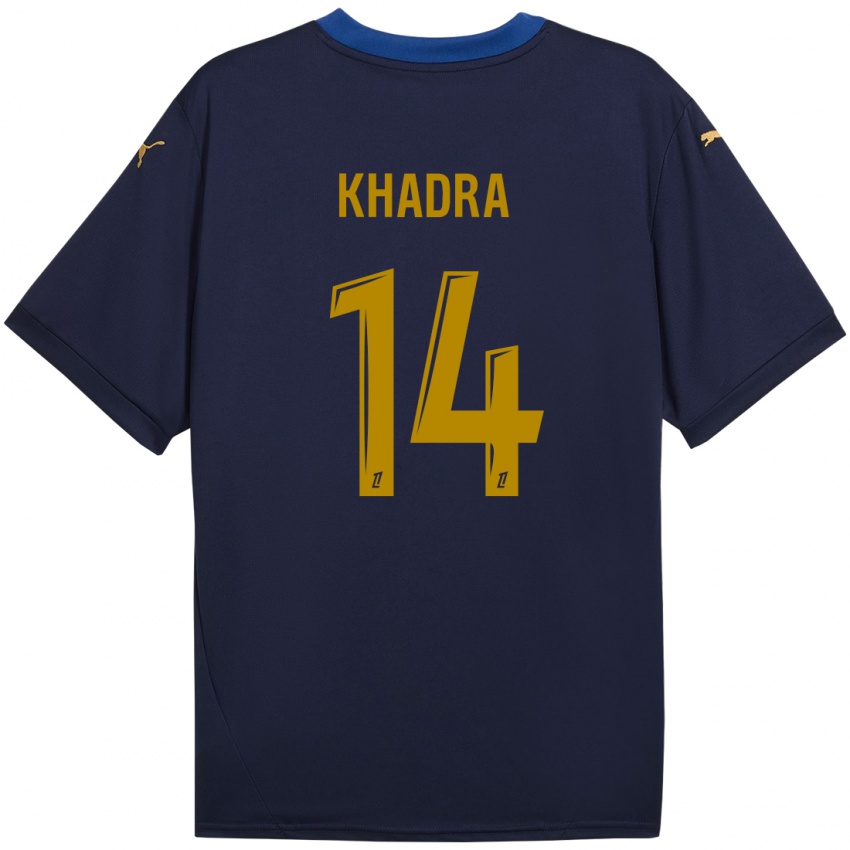 Enfant Maillot Reda Khadra #14 Bleu Marine Doré Tenues Extérieur 2024/25 T-Shirt Suisse