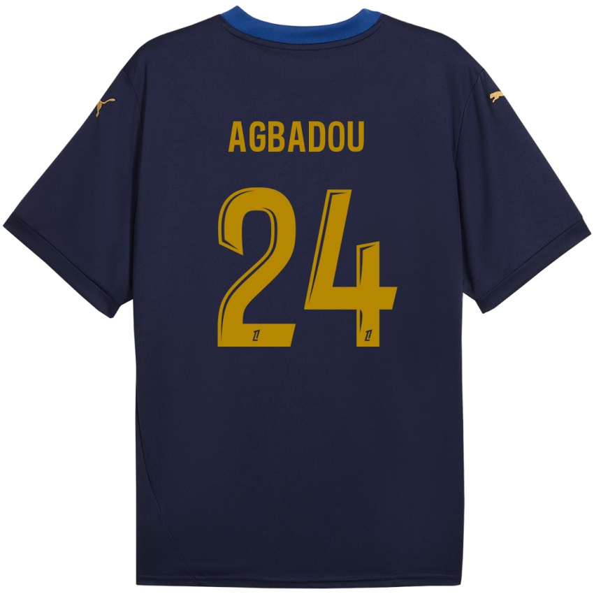 Enfant Maillot Emmanuel Agbadou #24 Bleu Marine Doré Tenues Extérieur 2024/25 T-Shirt Suisse