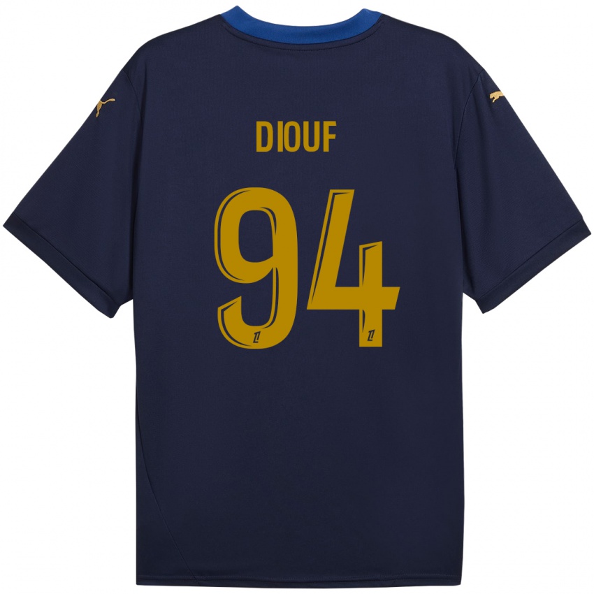 Enfant Maillot Yehvann Diouf #94 Bleu Marine Doré Tenues Extérieur 2024/25 T-Shirt Suisse