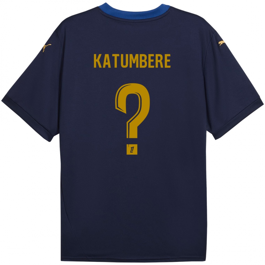 Kinder Noah Katumbere #0 Marineblau Gold Auswärtstrikot Trikot 2024/25 T-Shirt Schweiz