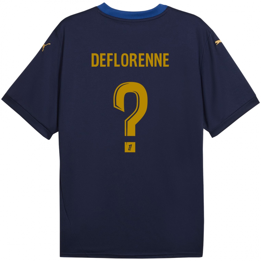 Kinder Théo Deflorenne #0 Marineblau Gold Auswärtstrikot Trikot 2024/25 T-Shirt Schweiz