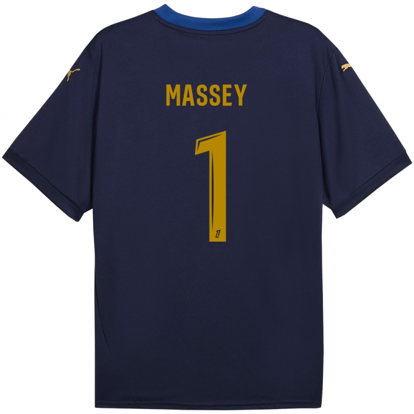 Kinder Kayza Massey #1 Marineblau Gold Auswärtstrikot Trikot 2024/25 T-Shirt Schweiz